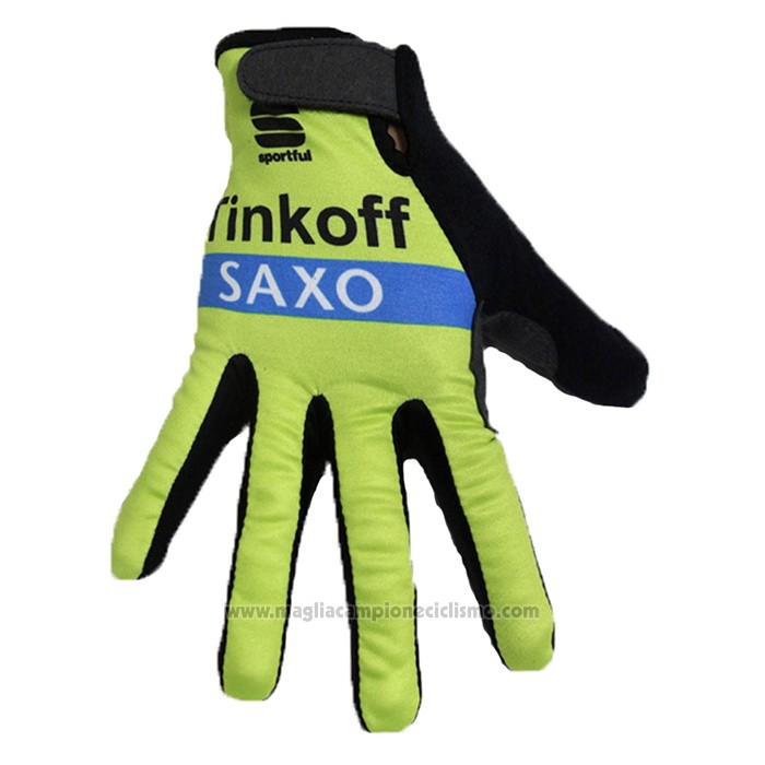 2020 Tinkoff Saxo Guanti Dita Lunghe Verde Nero